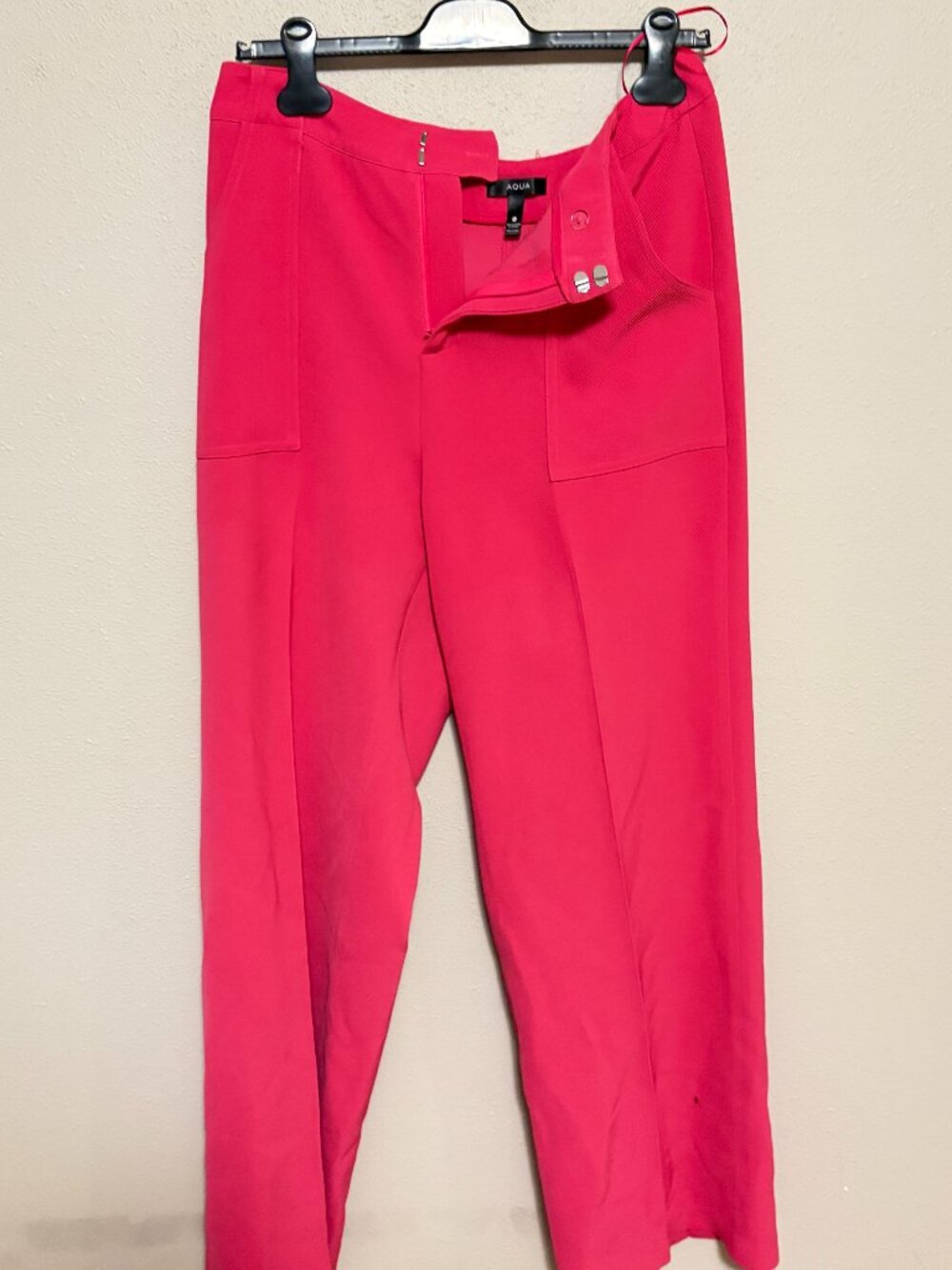 AQUA Hot Pink High Rise Wide Leg Patch Pocket Pants Size M